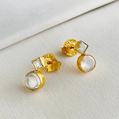 92.5 Silver White Stone Earrings