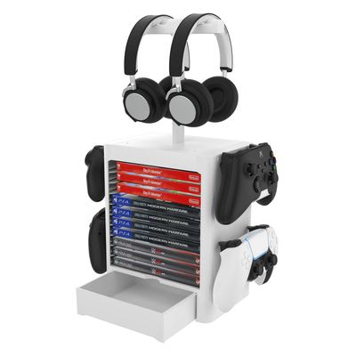 Game Disc Storage Tower | Controller Holder Headset Stand | Nintendo Switch | Black