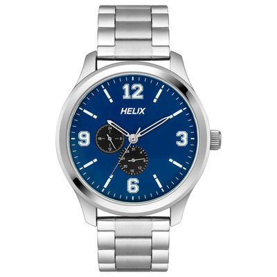 Round 46mm Blue Dial Analog Men Gift Watch - TW043HG17