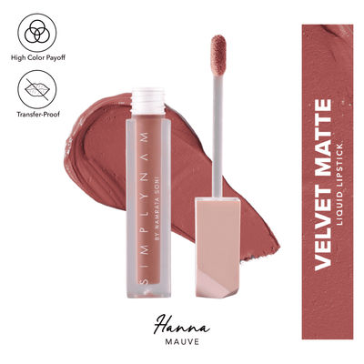 Simply Nam Velvet Matte Liquid Lipstick - Hanna (Mauve), 16Hr Stay, Infused, 6 Natural Oil Extracts