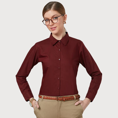 Women Smart Casual Shirt | M | AW22SQARTHA - Maroon