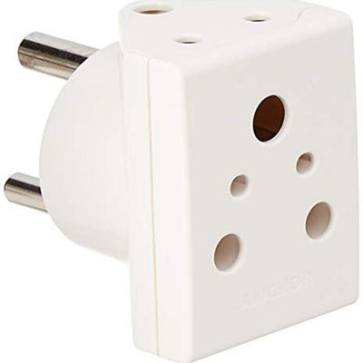 Panasonic 16A 3 Pin Multi Plug Adaptor - 3166 | White, Dimensions - 0.51 x 0.4 x 0.39 cm
