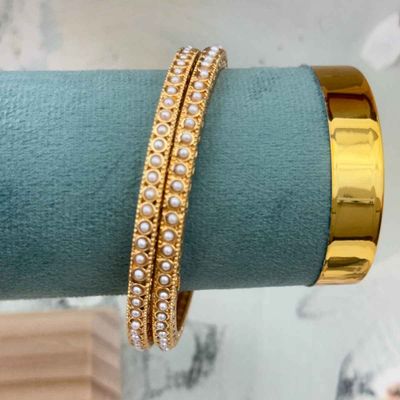 Moti Bangles | Gold - Size 2.6