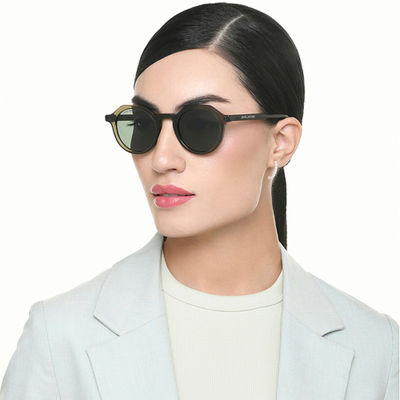 Unisex Acetate Round Sunglasses | Transparent Green