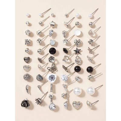 30 Pairs Combo Set Crystal Pearl Earrings for Women and Girls | 14855er