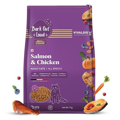Premium Adult Dry Cat Food - Fresh Salmon Fish and Chicken