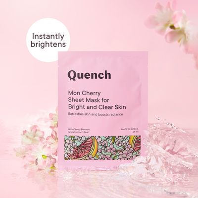Quench Korean Face Sheet Mask for Brightening with Cherry Blossom Vitamin E & Pearl Extracts