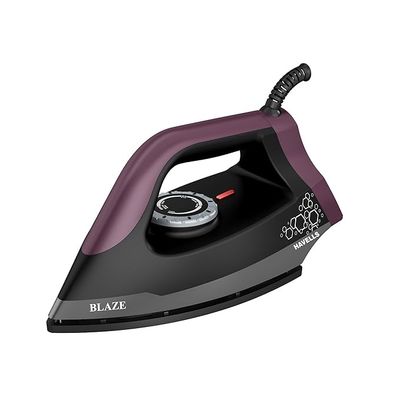 Blaze Dry Iron 2 KG Heavy Weight Dry Iron, 1250W, American Heritage Non-stick Coated Sole Plate For Smooth Gliding & Long Life| Aerodynamic Design - Black