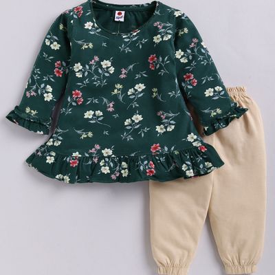 Girls Full Sleeves Top and Payjama Set | Turquoise | 4 - 5 Years