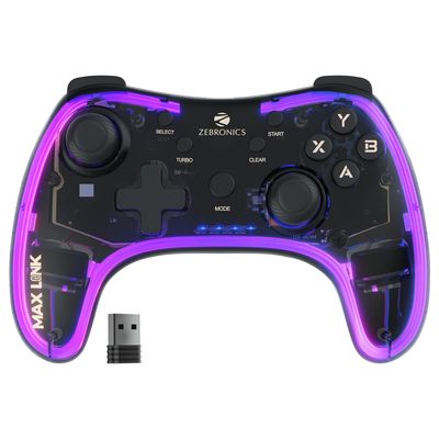 MAX LINK Wireless Gamepad, Dual motors Haptic feedback, Built-in rechargeable battery, RGB light, Plug & play, Supports (Windows | Android)