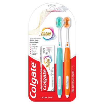 Colgate Total Ultra Soft Tooth Brush 2Pcs + Toothpaste 20G