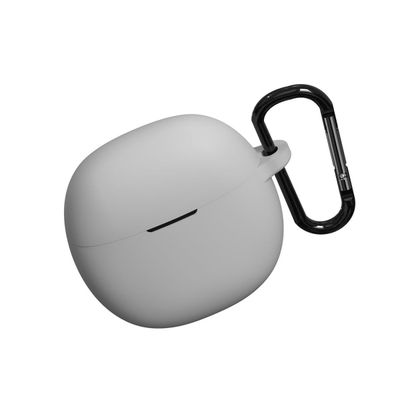 Portable Silicone Case Cover Scratch-Resistant,Carabiner Clip Compatible with Keychain for Boat Airdopes Atom 81 | Grey
