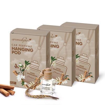 Premium Car Air Freshener Hanging Pod | Sandalwood | Last Upto 30 Days - Pack Of 3