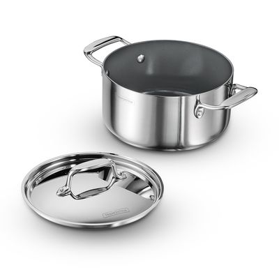 Fusao Healthy Triply Ceramic 20cm/3.1L Casserole EX+ with SS 304 Lid | Non Toxic (PFAS/PTFE/PFOA Free) Stock Pot | Biryani Pot | Induction Friendly | Stay Cool Handle I 10 Year Warranty