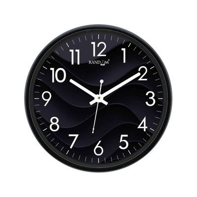 CasaCraft Pepperfry Wall Clock Black Plastic Round Quartz Movement Modern Design for Decor Home