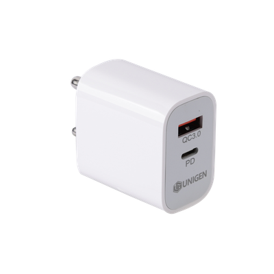 Unigen 20W Dual Port Usb-C + Usb-A Fast Charger For Smartphones | Tablets | Smartwatch