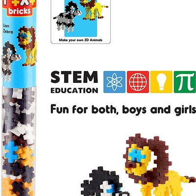 Play Panda Fixi Bricks Jungle Tube 2 - Lion and Zebra with 110 small bricks