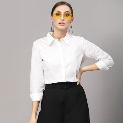 Women White Classic Formal Shirt-S