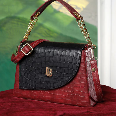 Stylish Crock Sling Bag | Maroon/Black | LB2054