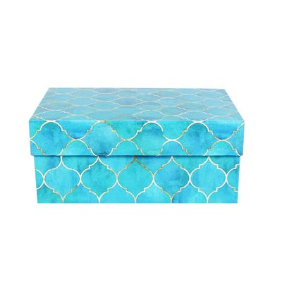 Gift Box Moroccan Trellis Aqua Shimmer L15.5 x W10.5 x D 6.5cm