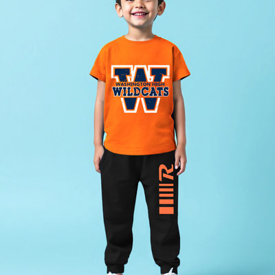Boy's Topwear Printed Clothing Set | TRM-TTP-150 | Orange, Black | 3-4 Years