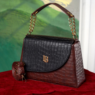 Stylish Crock Sling Bag | Brown/Black | LB2057