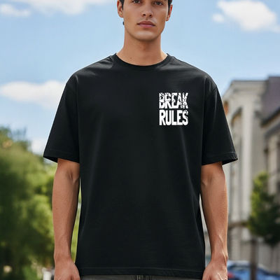 Men's Round Neck half sleeve Oversized T-shirt |AA(ARN)BLACK158 | Black - L