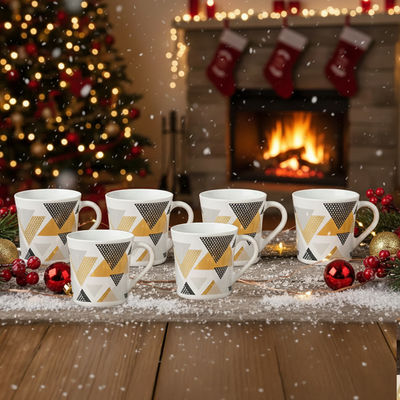 Nivaah Opalware Mug, 6 Pcs Tea/Coffee Mugs, 210Ml Each,Microwave & Dishwasher Safe