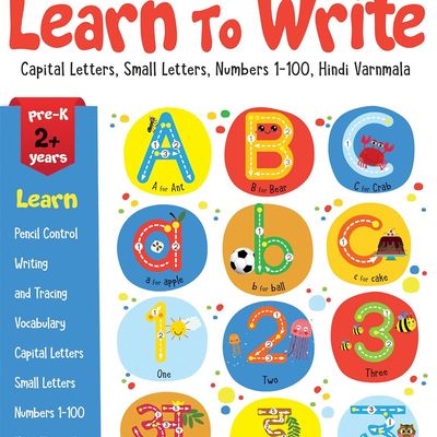 All In One - Learn To Write: Capital Letters, Small Letters, Numbers 1-100, Hindi Varnmala