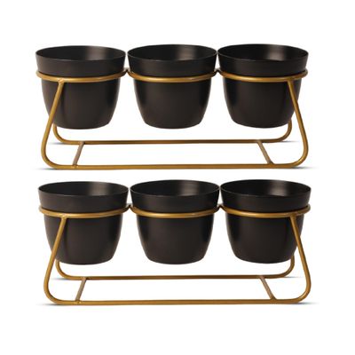 Reva Home Decor Vase with Stand, Flower Pot - Black - Indoor Planter