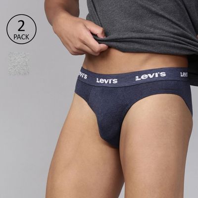 Men's Solid Cotton Ultrasoft Waistband Brief | Light Grey and Navy - XL