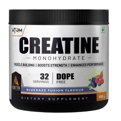 AS-IT-IS ATOM Creatine Monohydrate - 32 Servings Enhances Performance Blue Razz