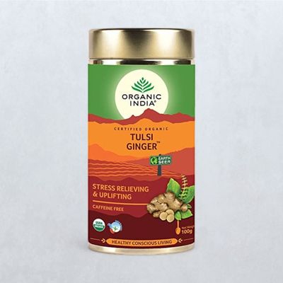 A TATA Product - Organic India Tulsi Ginger Tea, Rich in Antioxidants, Supports Digestion