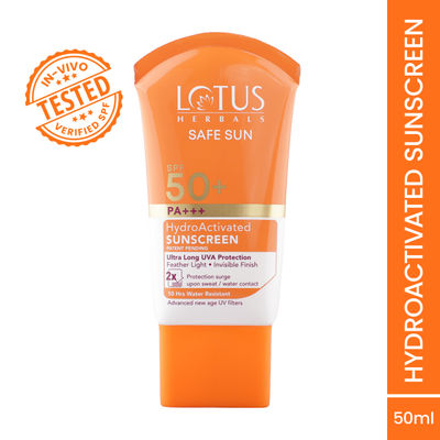 Safe Sun HydroActivated Sunscreen SPF 50+ PA+++ | IN-VIVO Tested | No White Cast