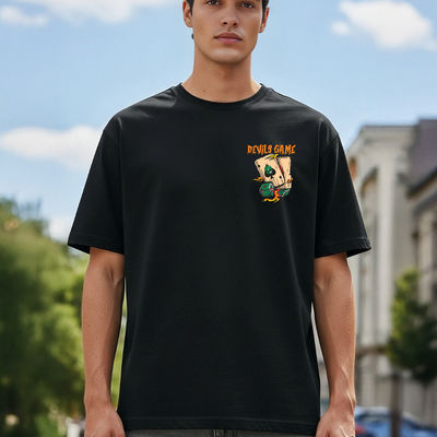 Men's Round Neck half sleeve Oversized T-shirt |AA(ARN)BLACK139 | Black - M