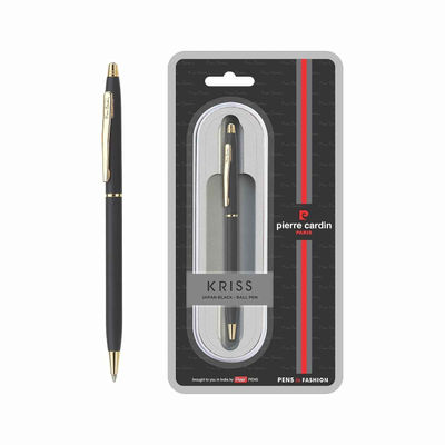 Kriss Japan Black Gold Trim Matte Black Ball Pen