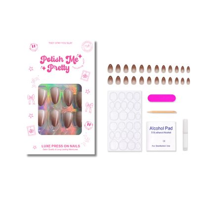 Polish Me Pretty Luxe Press On Nails - Cocoa Candy - Almond Short