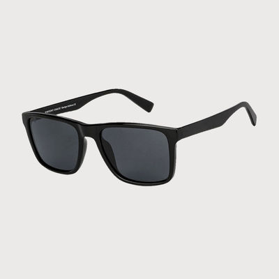 Unisex Polycarbonate Wayfarer Sunglasses | Black - L