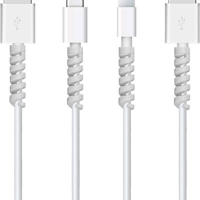 12 Pieces Spiral Charger Spiral Charger Cable Protectors for Wires Data Cable Saver Charging Cord Protective Cable Cover - White