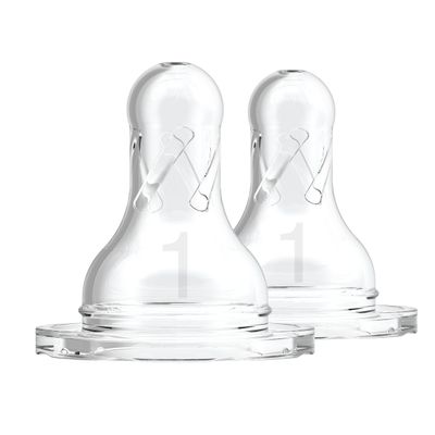 Dr. Brown's Level 1 Silicone Narrow Nipple, 2-Pack Transparent
