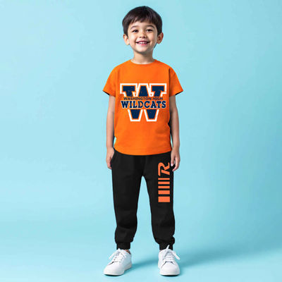 Boy's Topwear Printed Clothing Set | TRM-TTP-150 | Orange, Black | 6-7 Years
