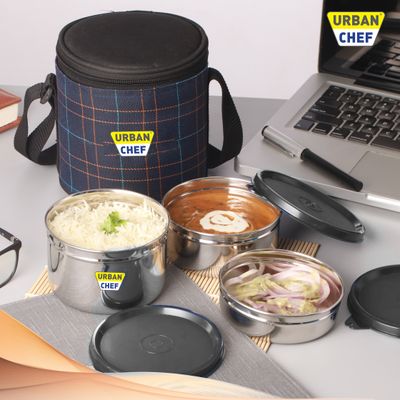 Urban Chef Essential 3 Stainless Steel Containers Lunch box