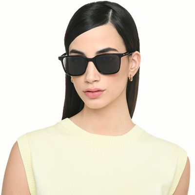 Unisex Solid Acetate Wayfarer Sunglasses | Black - Extra Wide