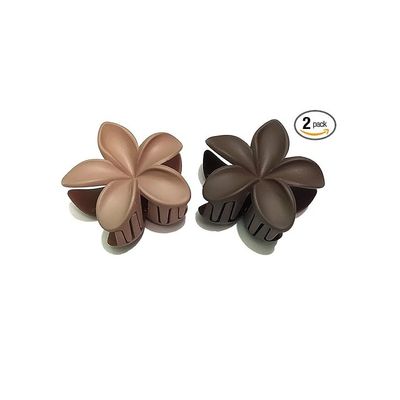 2 Pcs Hair Claw Clips Medium Matte Flower Hair Clutcher | Multicolour