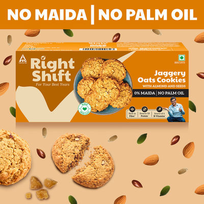 Jaggery Oats 0% Maida Cookies | 0% Refined Sugar | With Nuts and Seeds