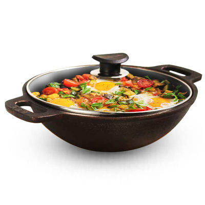 Super Smooth Cast Iron Kadai with Glass Lid 10.2Inch/26 cm, 2.5Ltr, 2.4kg