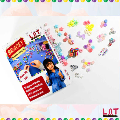 DIY Jewellery Making Kit, 24 Beads, 6 Free Trinkets, Make bracelets, Hairbands and more (Bracey - Beta)