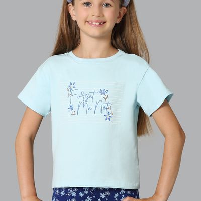 Van Heusen Girls Ultra Soft Crew Neck T-Shirt | Crystal Blue | 7 to 8 years