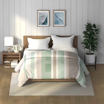 Nautica Super Soft Cotton Fabric Comforter for All Weather | Double Size | Geometric | Fairgreen