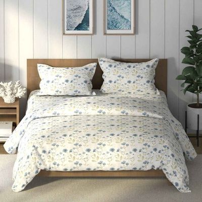 Nautica Super Soft 100% Cotton Double Comforter 1 King Bedsheet 2 Pillow Covers Floral Vesselgrey